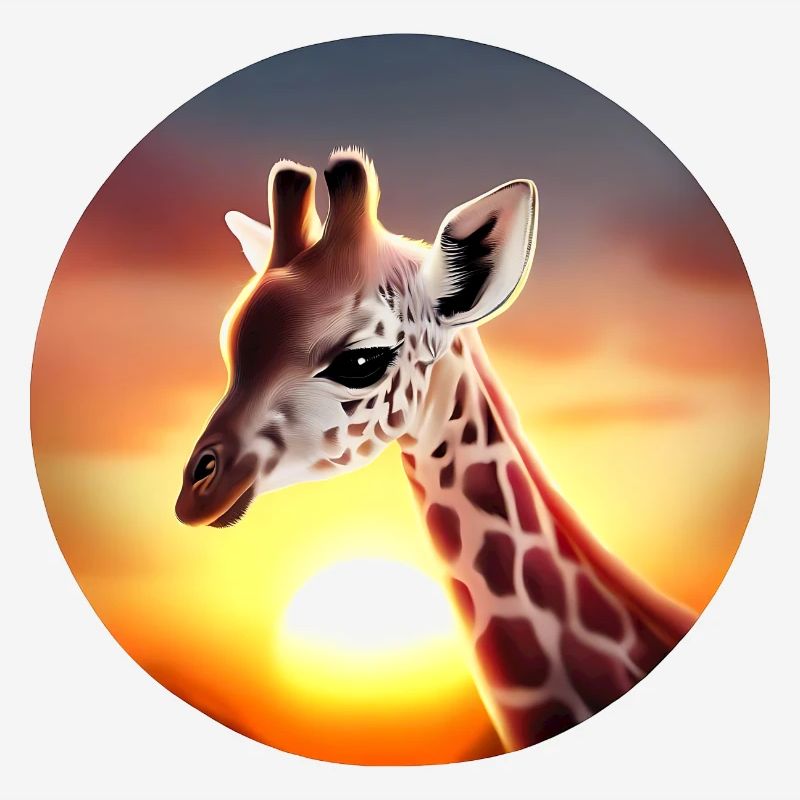 Young giraffe in sunset