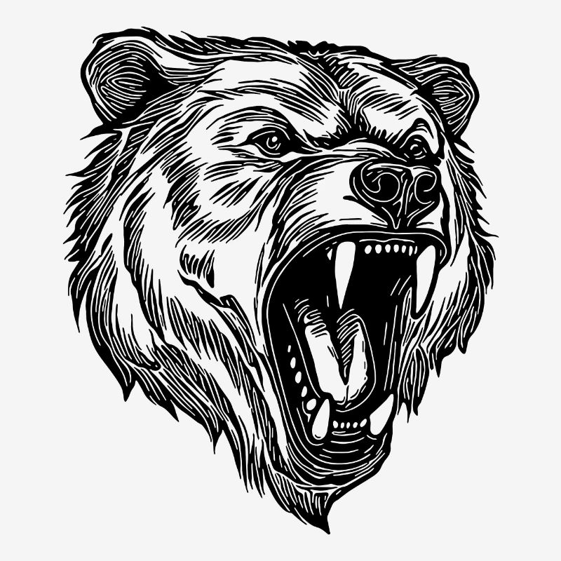 Wild evil bear head with sharp teeth