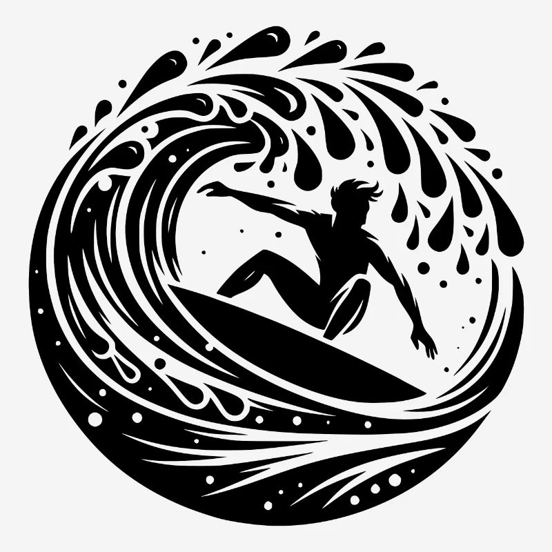 Surfer der mit Surfboard in den Wellen surft