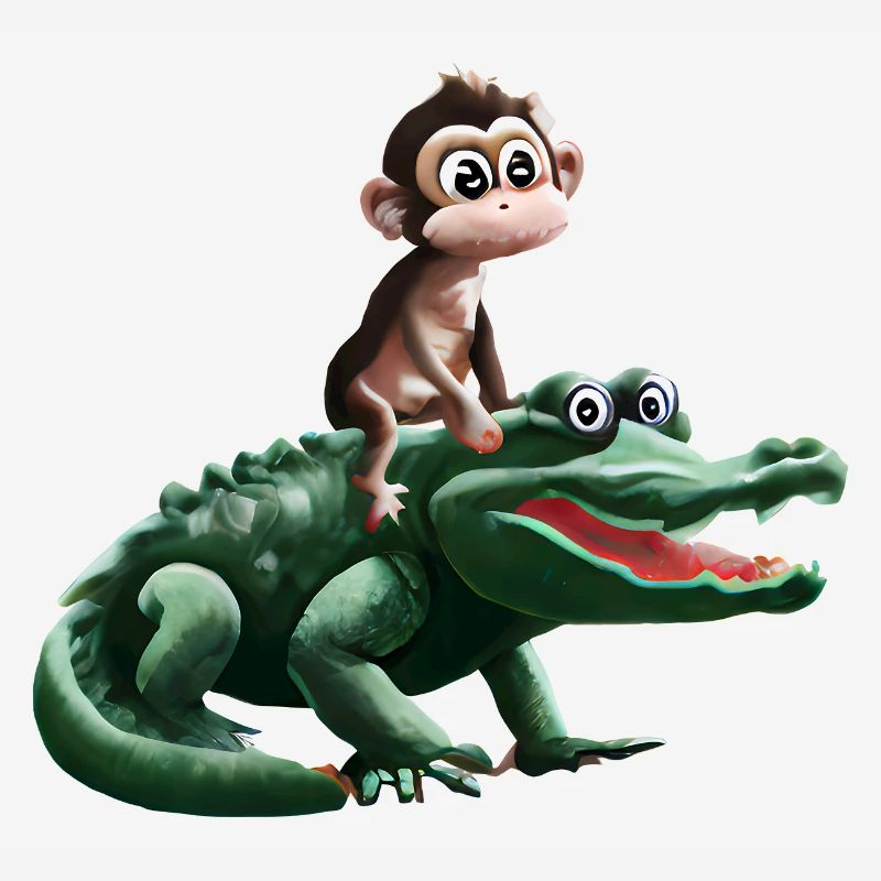 Drôle de singe sur la conception du crocodile