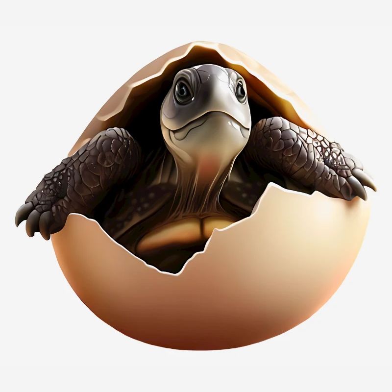 La tortue éclot de l’œuf