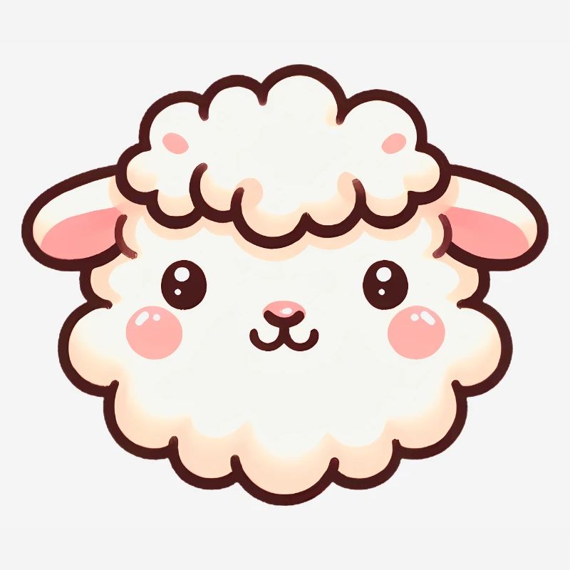 Conception de dessin animé mignon moelleux de visage de mouton