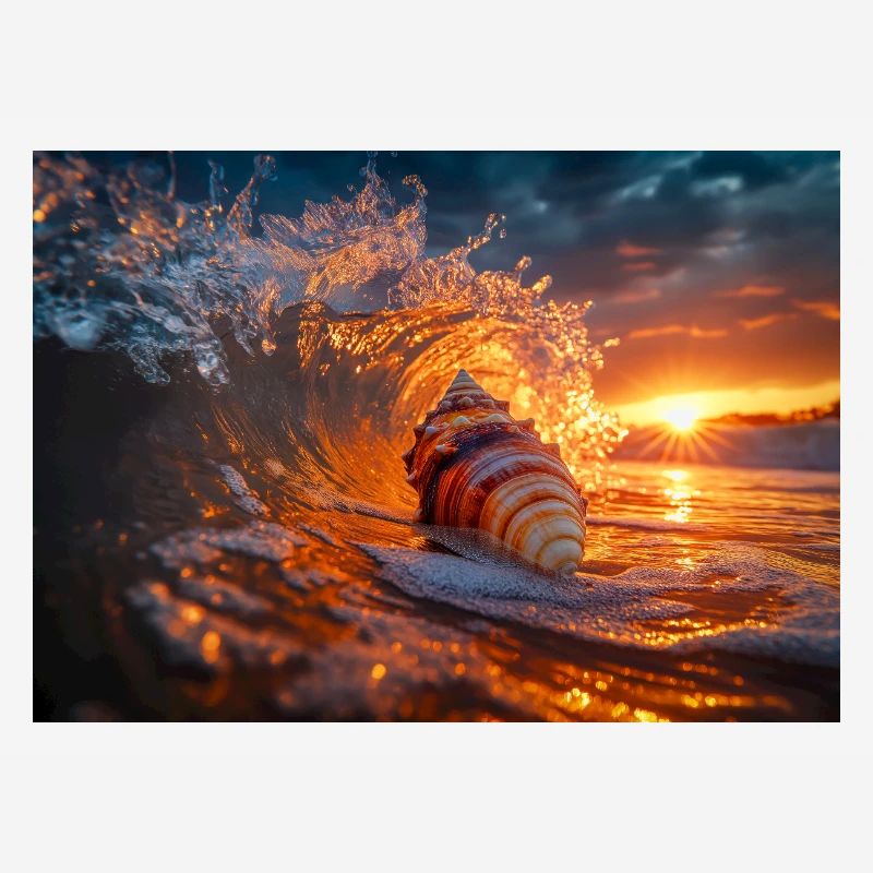 Sunset Wave & Seashell Symphony
