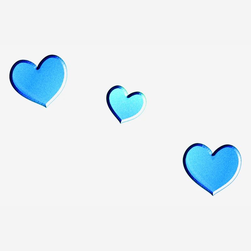 three blue hearts symbol love glitter pattern