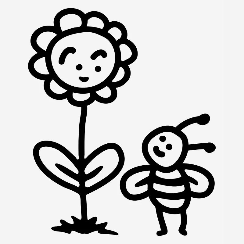 Bee Flower - line