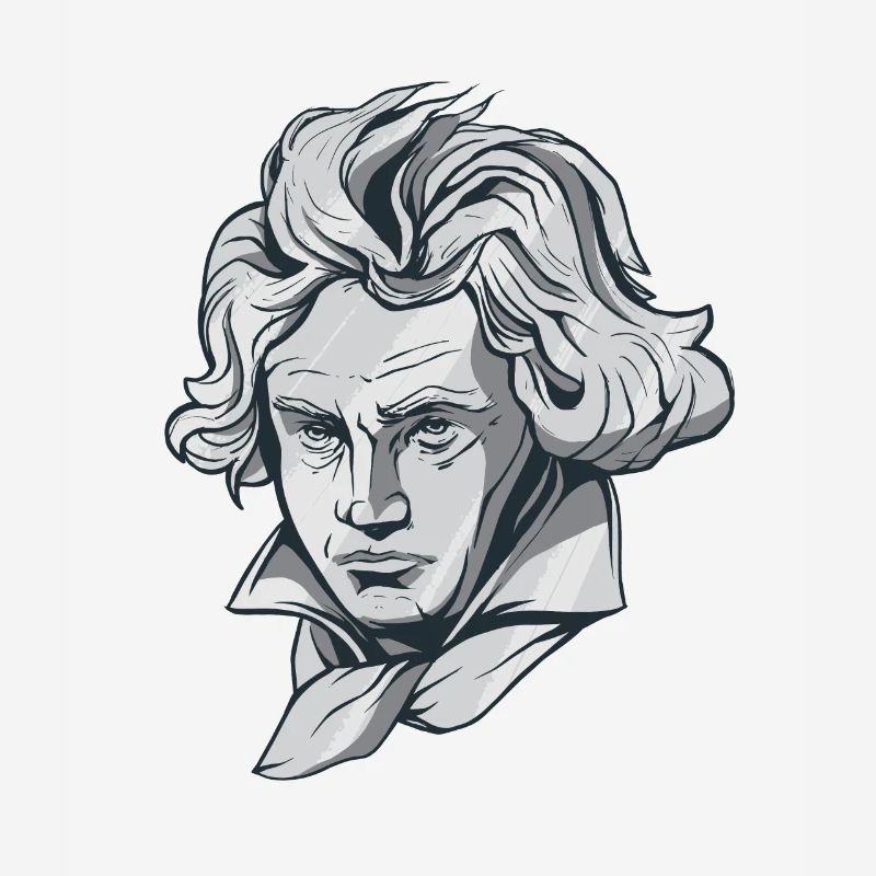 Buste de visage de Beethoven avec le compositeur de Beethoven