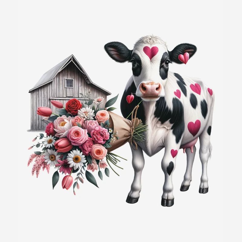 Patchs coeur de vache Saint-Valentin ferme amour