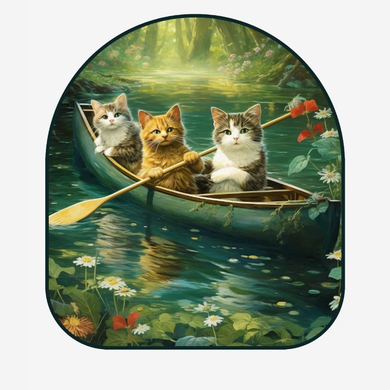 Balade en canoë chats pataugeant dans un champignon