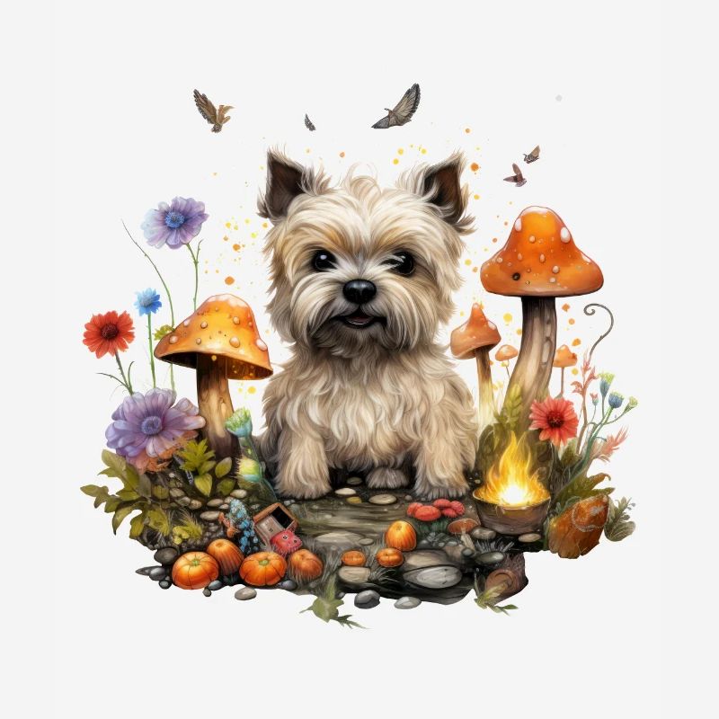 Cairn Terrier Chien Cottagecore Champignon Magic Men