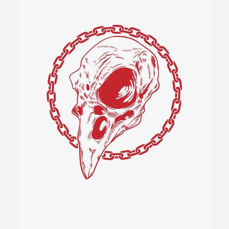 Crâne d’os de corbeau avec chaînes de corbeau