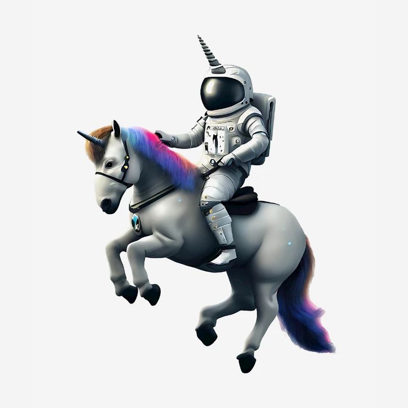 Astronaut auf Einhorn mit Einhorn Helm