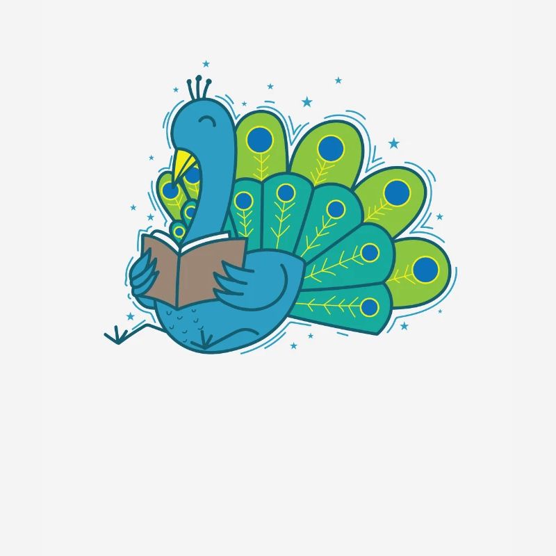 Pfau liest ein Buch Vogel Tier Federn