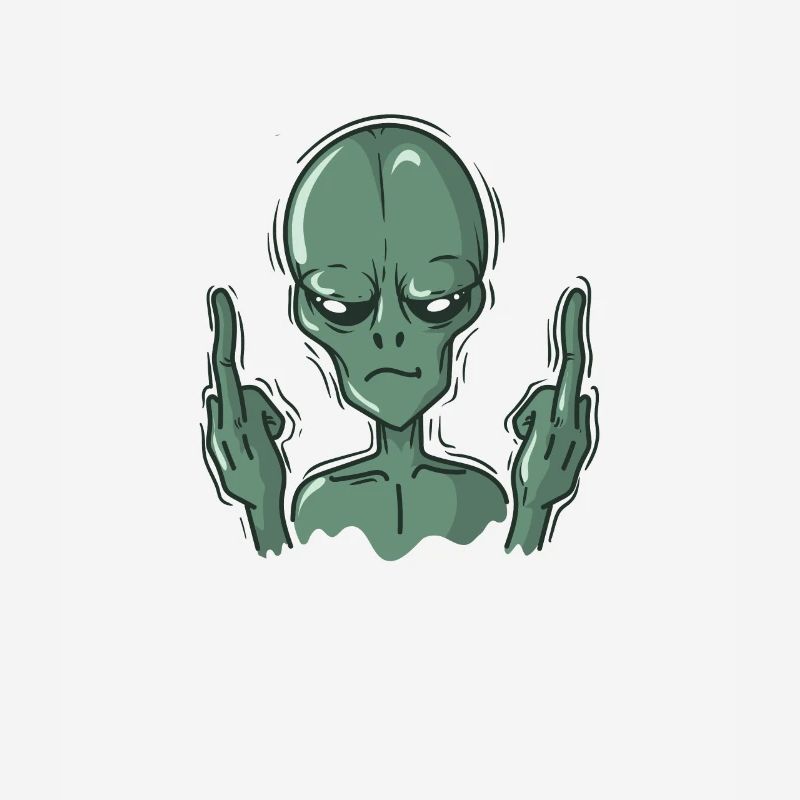 Alien shows middle finger