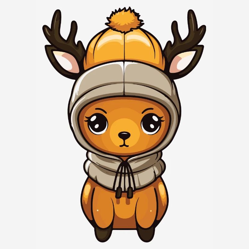 Deer Cute Comic Winter