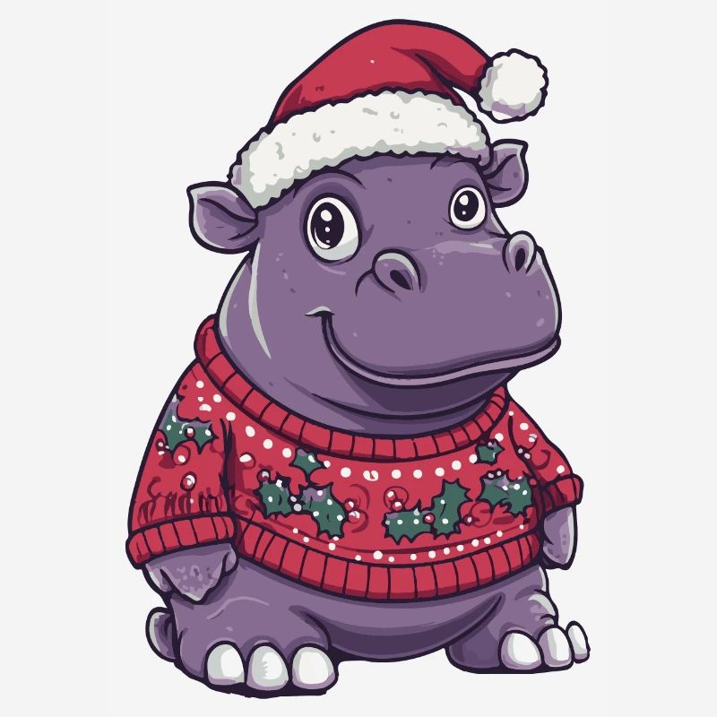 Nilpferd Weihnachten Comic