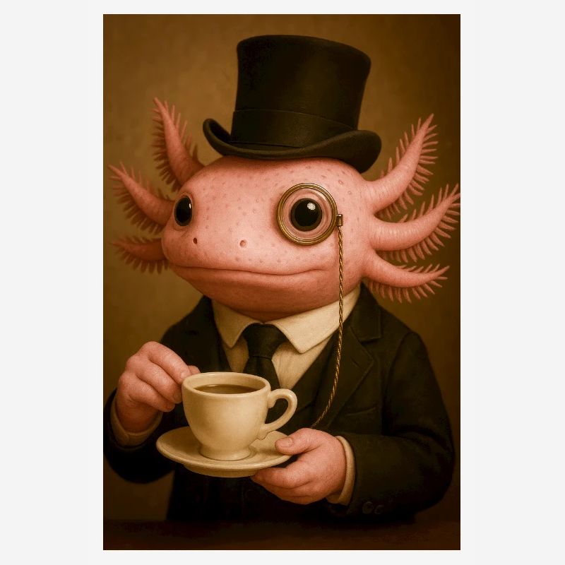 Dapper Axolotl with Coffee