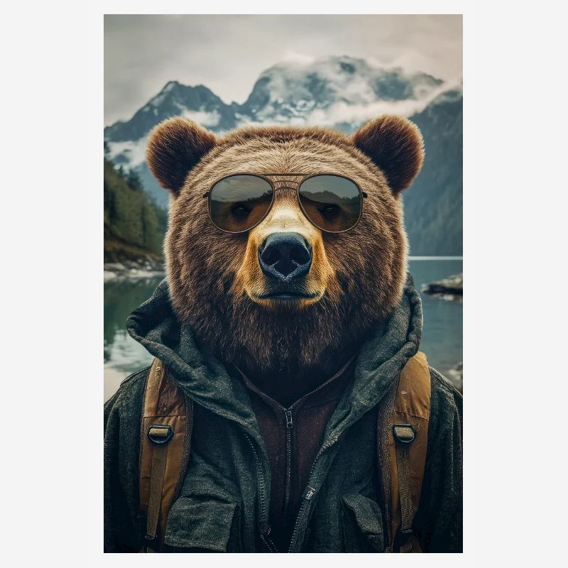 Cool Hiking Bear Explorer