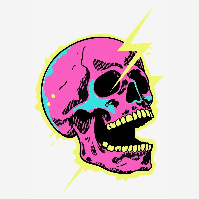 Crâne Néon Éclair Éclat