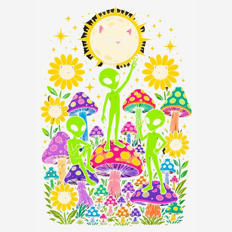 Extraterrestres au clair de lune de la forêt de champignons