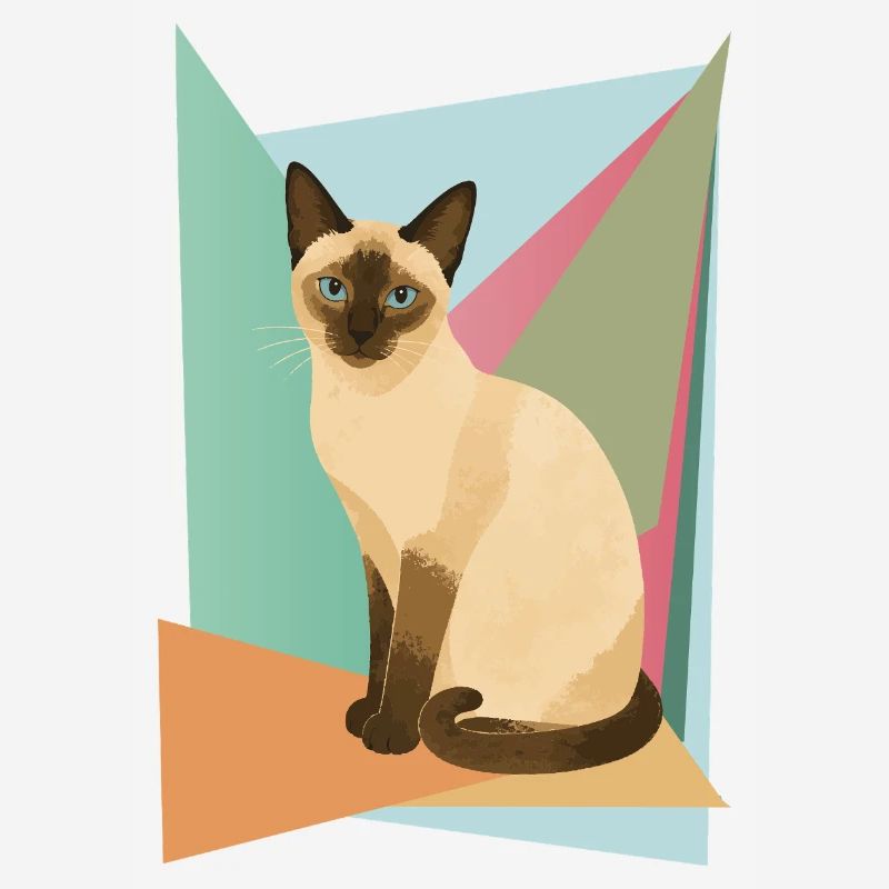 Elegant Siamese cat in geometry style