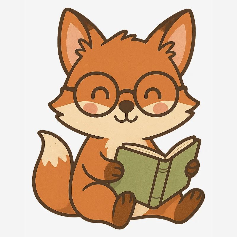 Cute fox book reader illustration