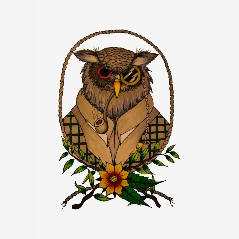 Professor Eule mit Pfeife Geschenk