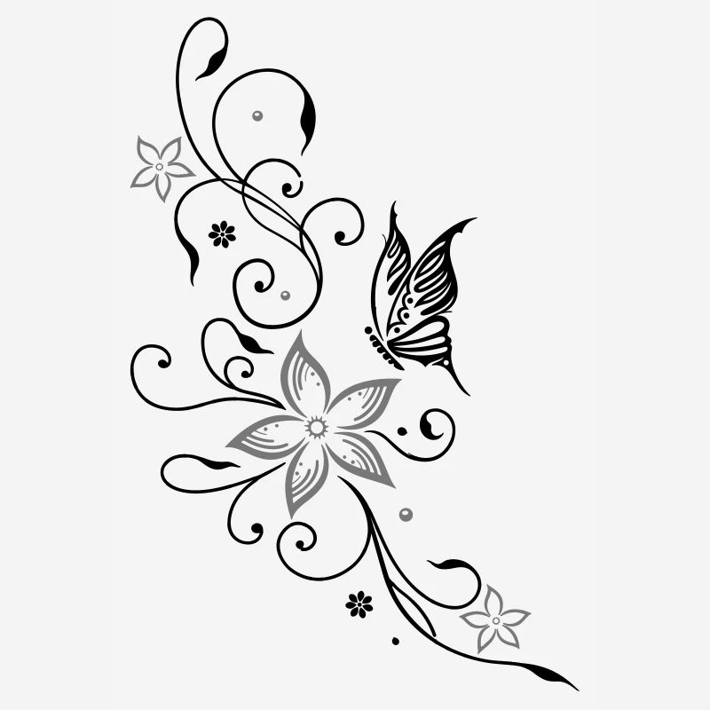 Fleurs avec papillons, fleurs