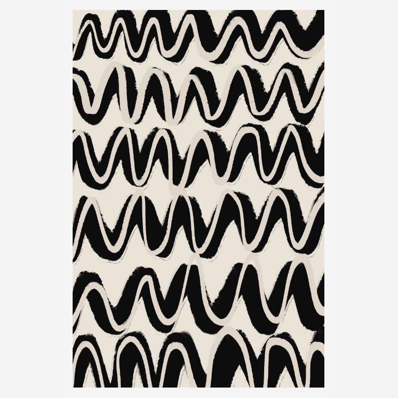 Black Beige Waves Pattern