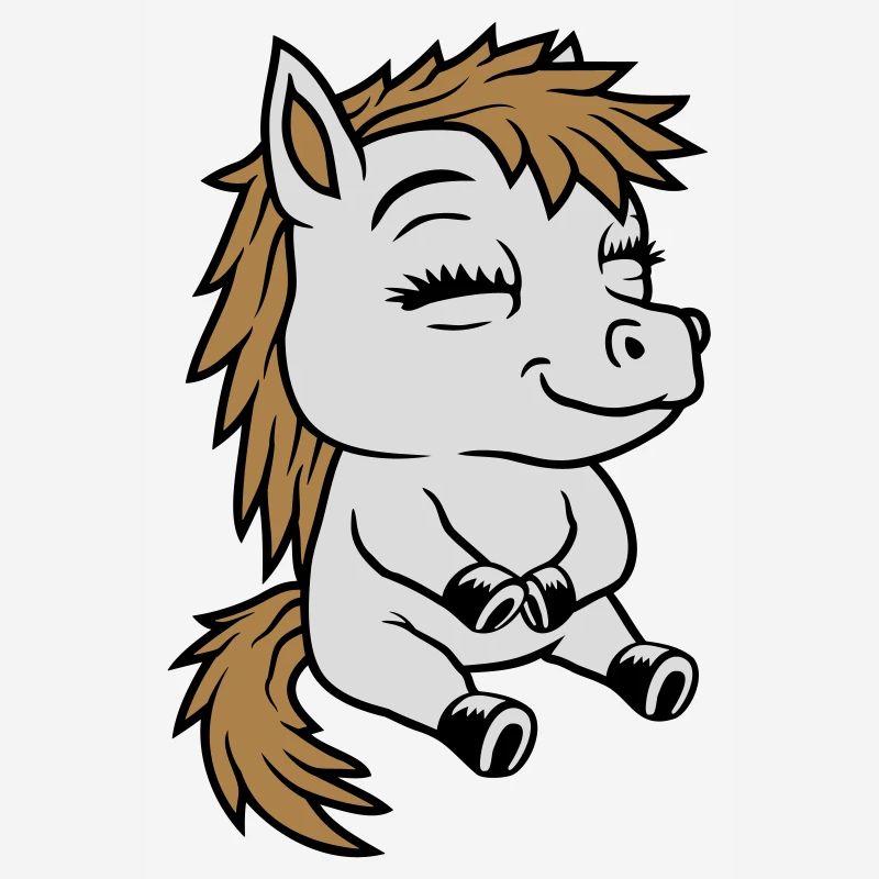 Kleines sitzendes Comic Pony