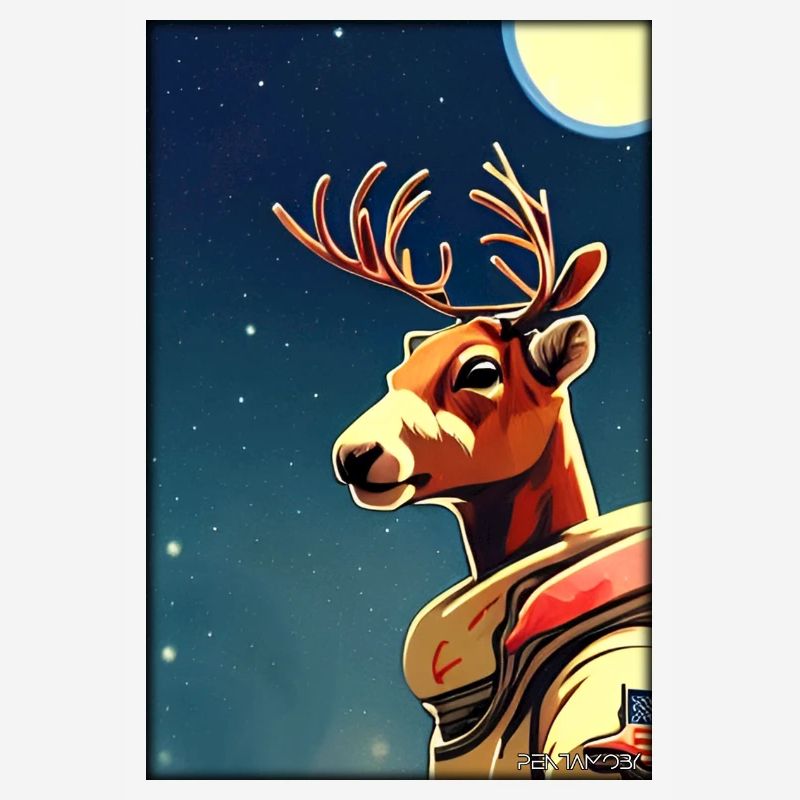 Reindeer Astronaut Future Sci-Fi Technology