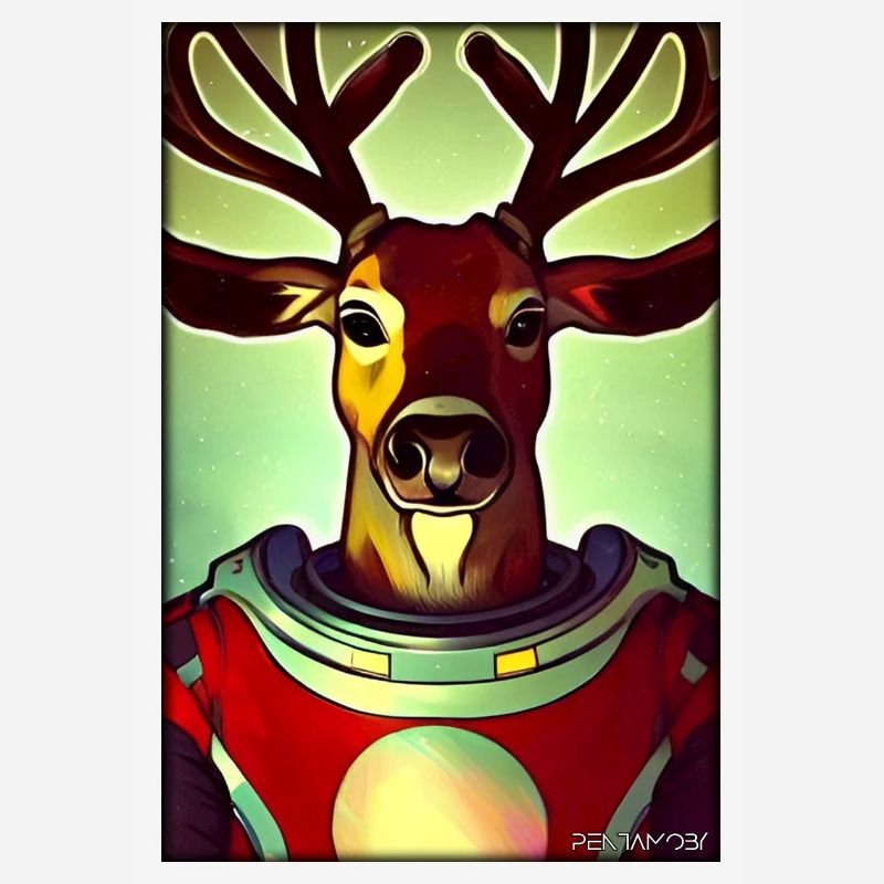 Reindeer Astronaut Future Sci-Fi Technology