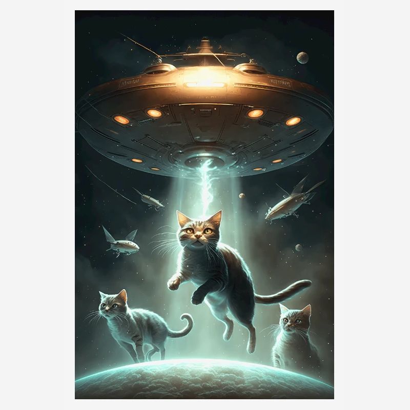 Cat UFO Alien Alien Space Space
