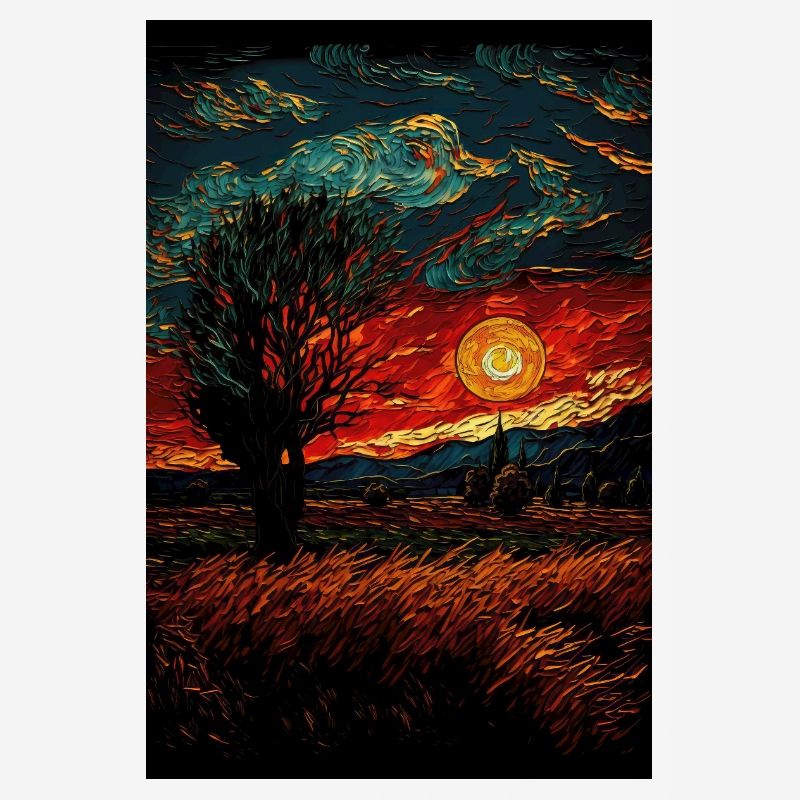 Peintures de terrain de paysage de coucher de soleil