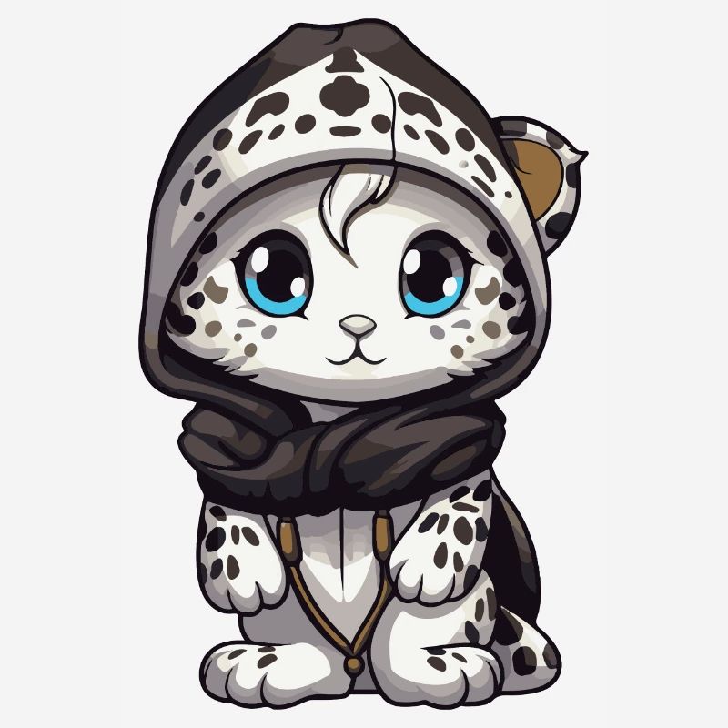 Snow Leopard Winter Leopard Comic Cute
