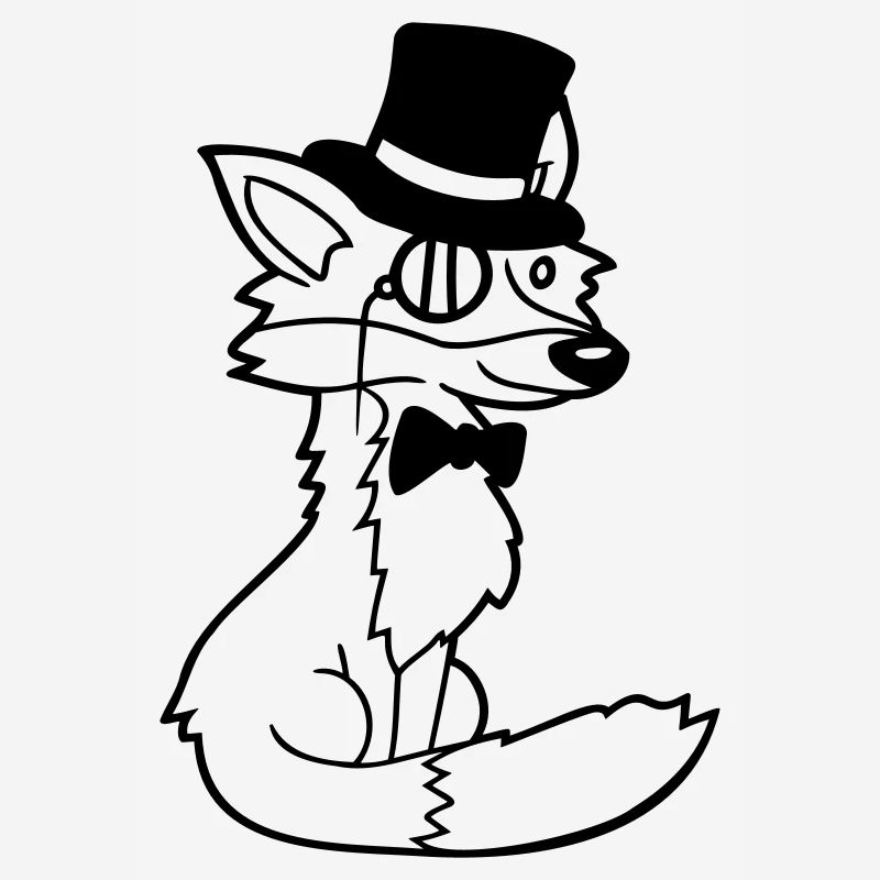Fox Red Fox Sir Mr. Top Hat Monocle Glasses