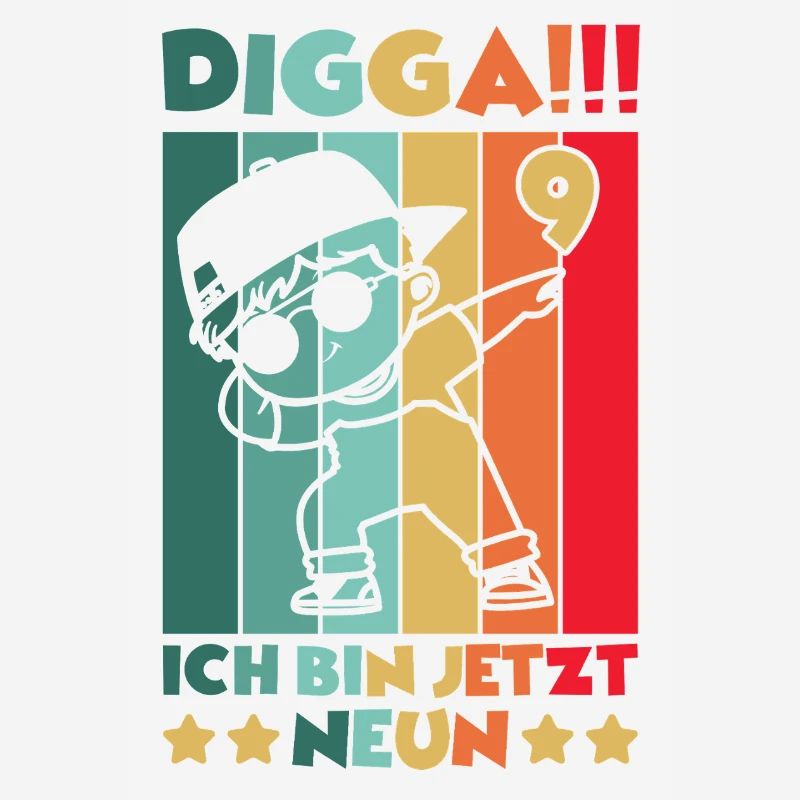 Digga Ich Bin 9 Jahre 9 Geburtstag Dabbing Junge