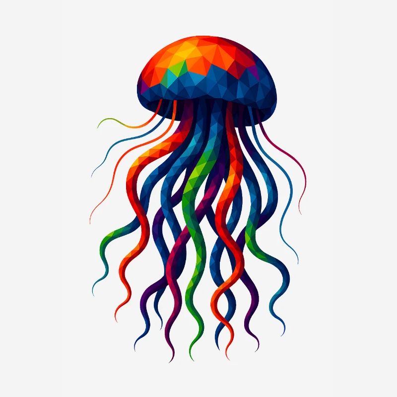 Animaux polygonaux de style WPAP - Méduses