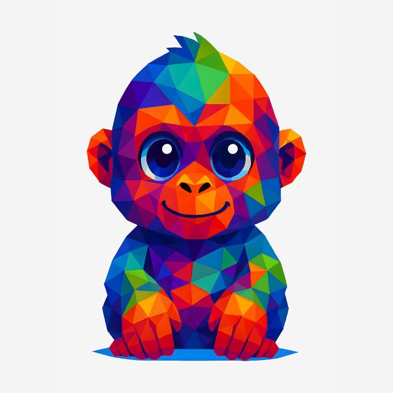 WPAP Polygon Kawaii Style Animaux Bébé Gorille 2