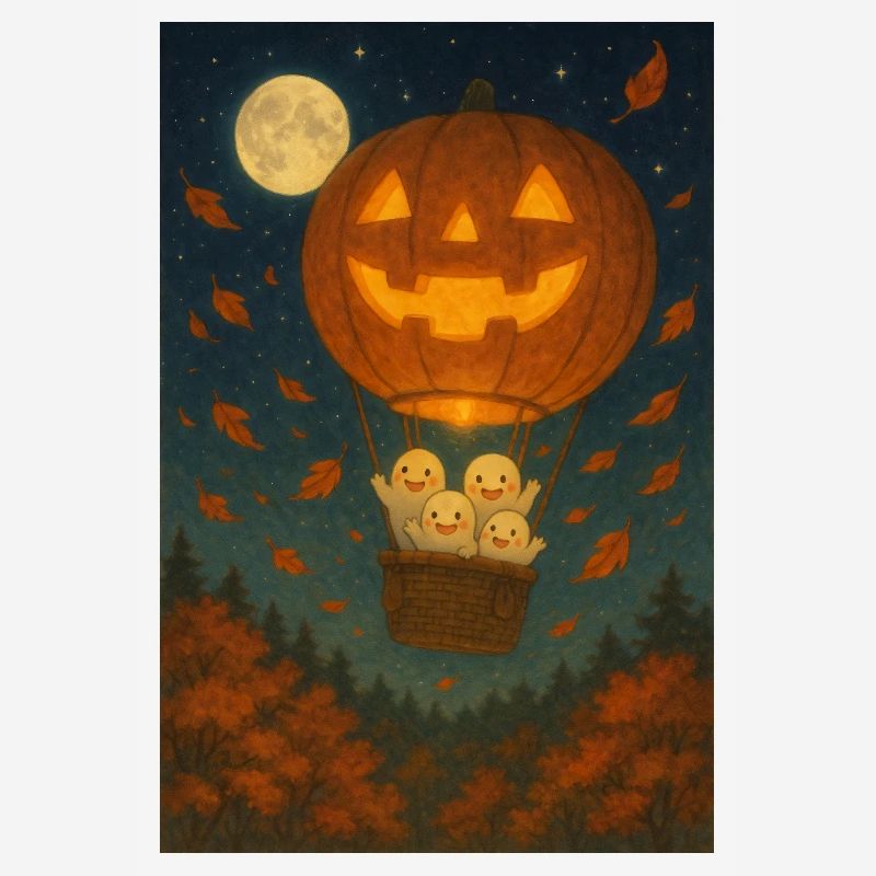 Pumpkin Ghosts in the Moonlight Halloween
