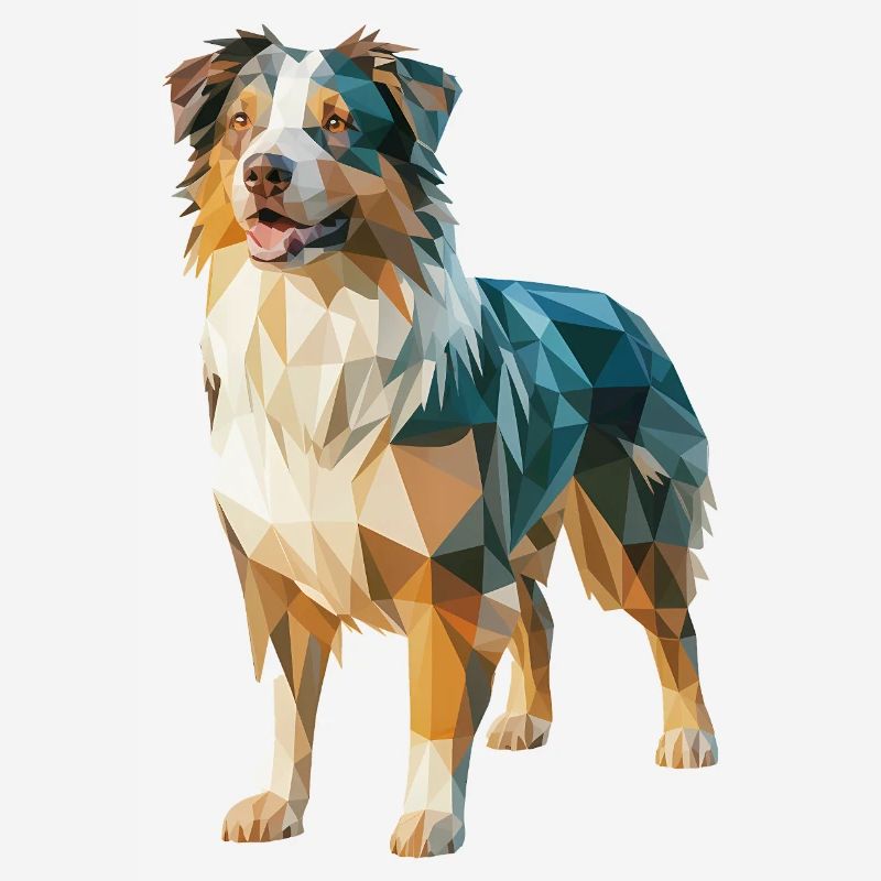 Australian Shepherd - Cool Low Poly  Logo