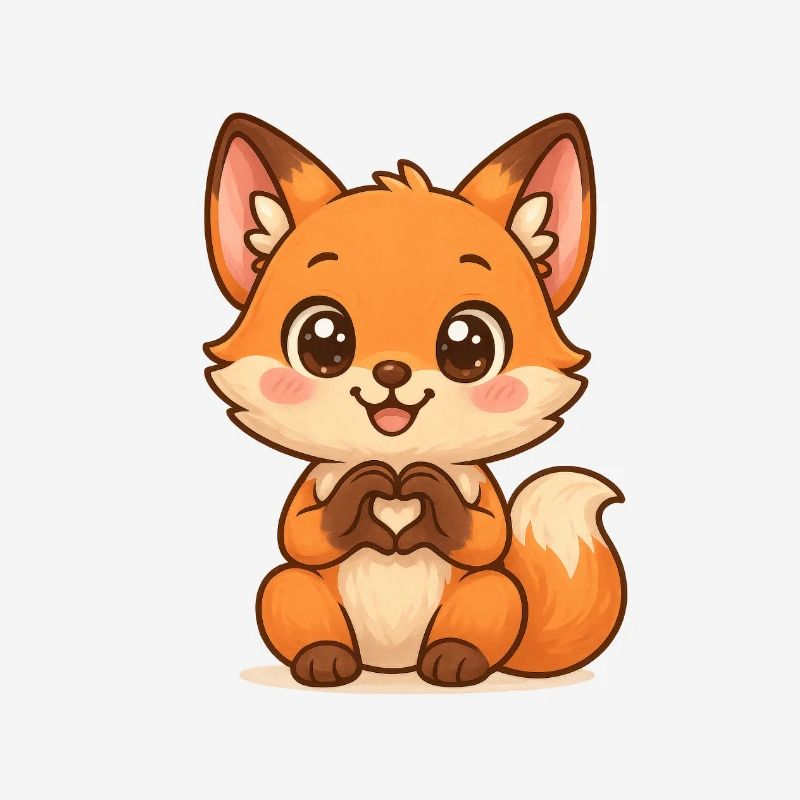Cuddly fox with heart shape