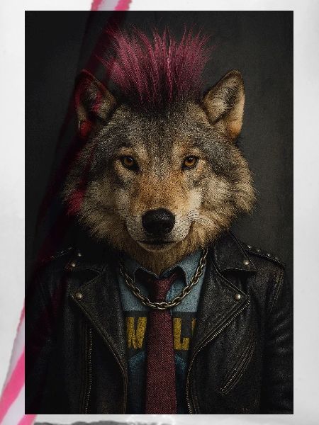 Wolfs Punk Mohawk Lederjacke