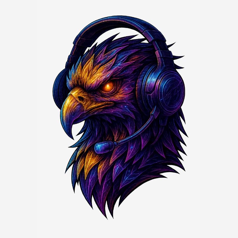 Neon eagle with headset