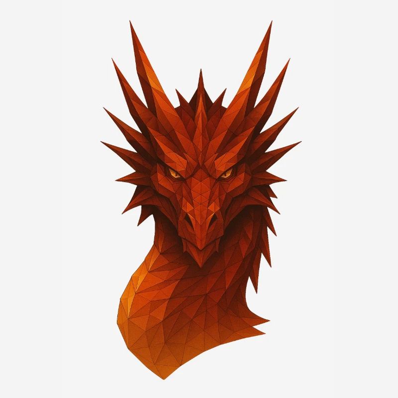 Flammender Lowpoly Drache