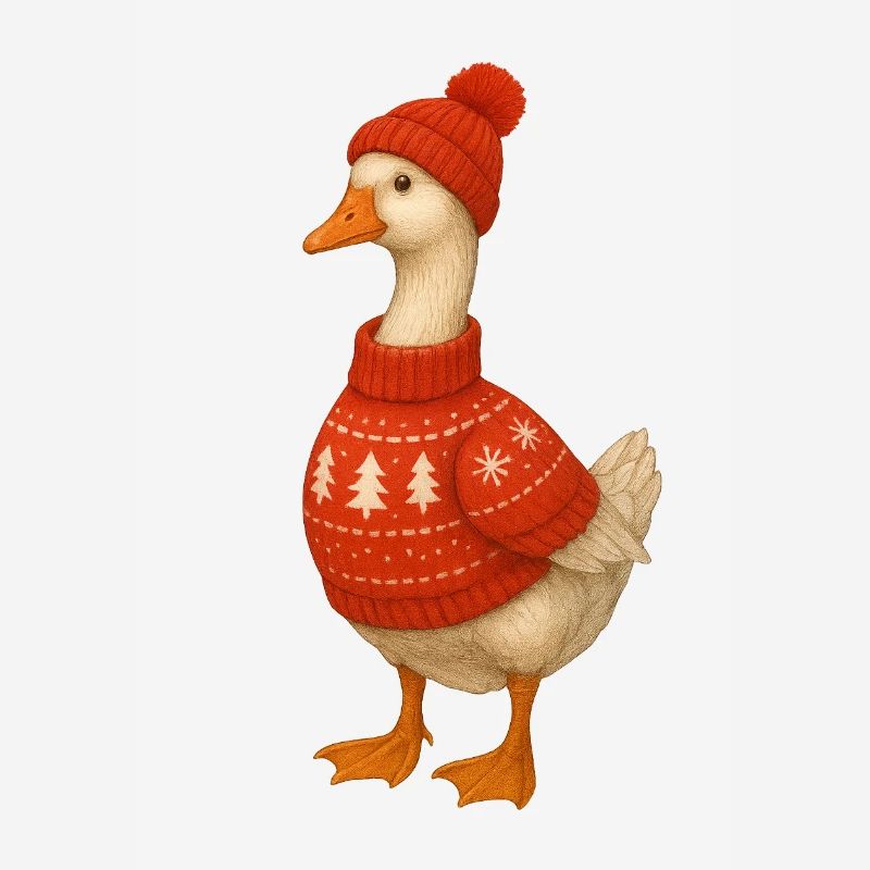 Gans im Strickpullover