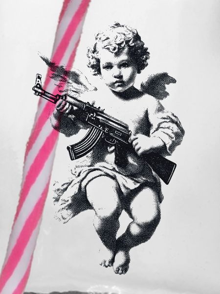 Engel mit Gewehr Silhouette
