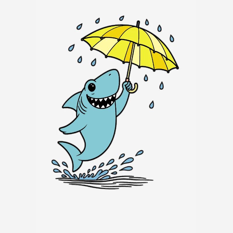 Requin-parapluie sous la pluie