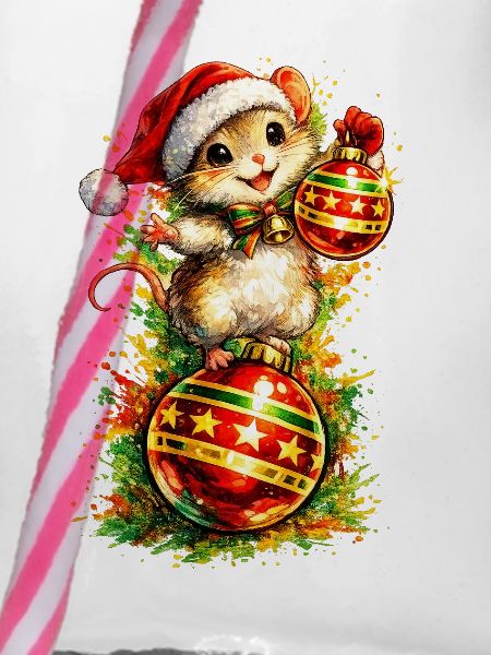 Maus auf Weihnachtskugel