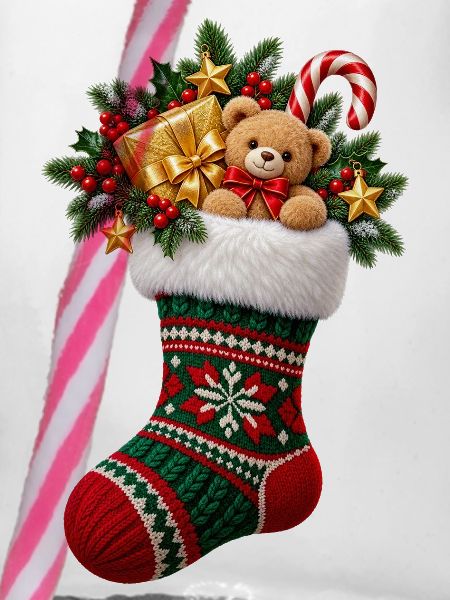 Weihnachtsstrumpf mit Teddy