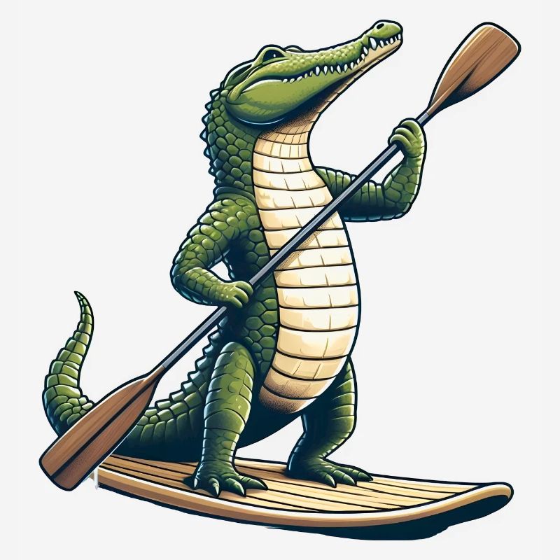 Krokodil auf Stand-up-Paddle